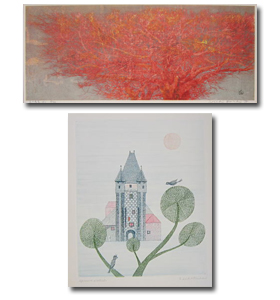 「樹」の版画展―版画家たちは「樹」をどのうように描いてきたか―
星 襄一 「木の風景」 木版
南 桂子 「街への門」 銅版